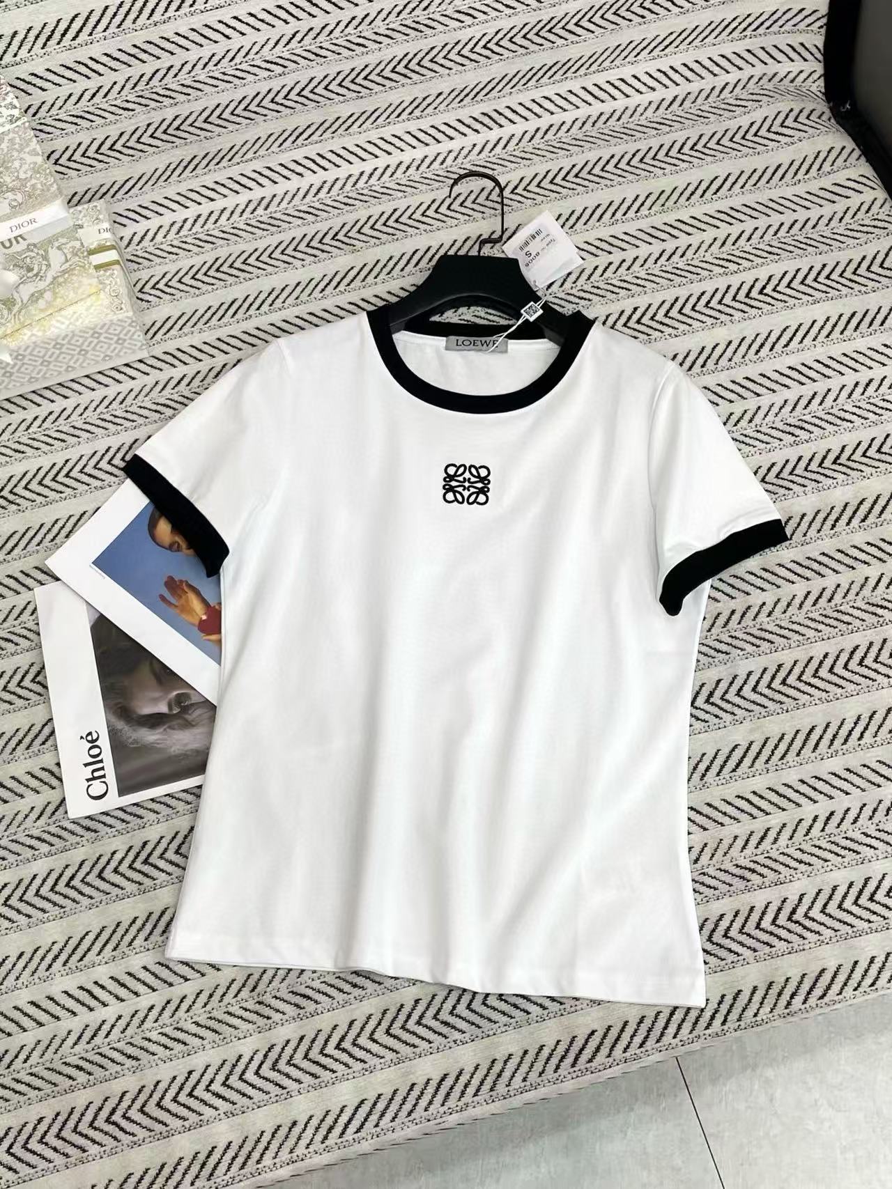 L0WEW 刺繍ロゴ カラーブロック Tシャツ【50%割引+送料無料】