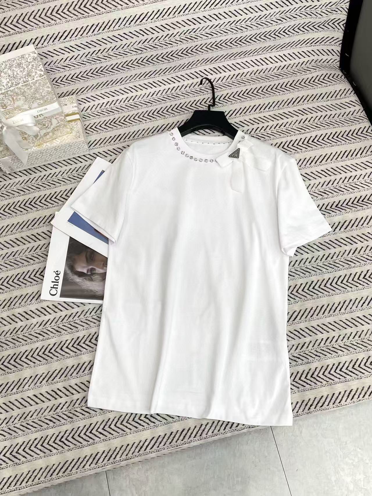 PR4DA ビーズ トライアングル ロゴ ボウ Tシャツ【50％割引+送料無料】