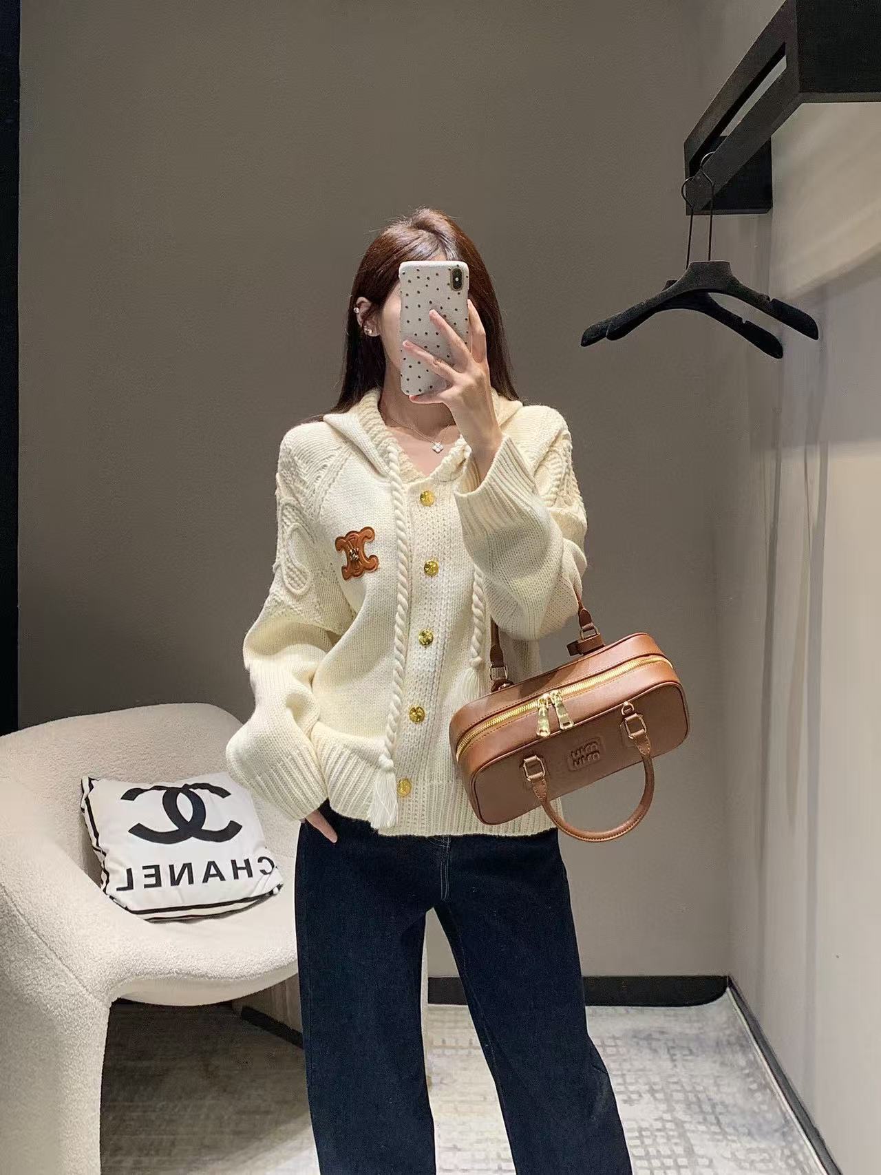 CEL1NE 凱旋門メタルボタンフードカーディガン【50％割引+送料無料】A