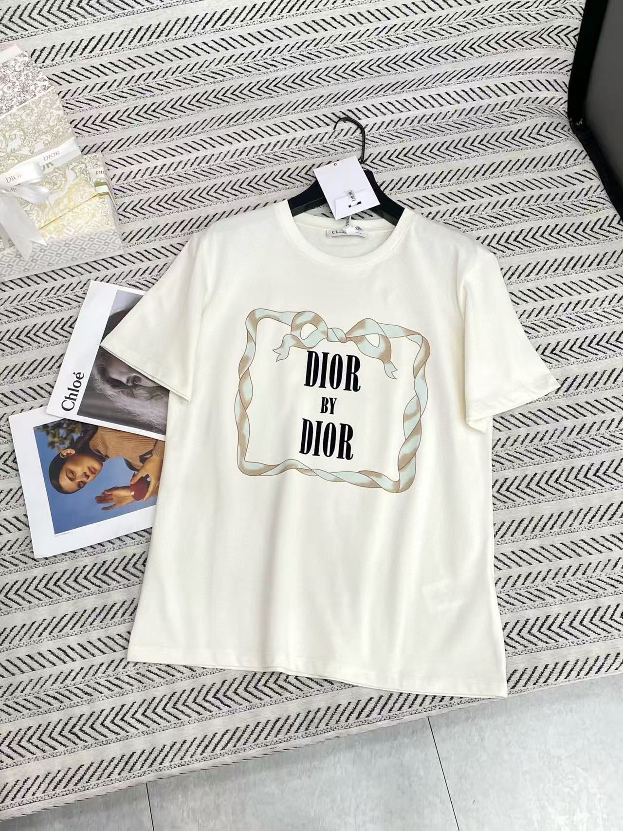 DIOR フロック レター ボウ Tシャツ【50%割引+送料無料】