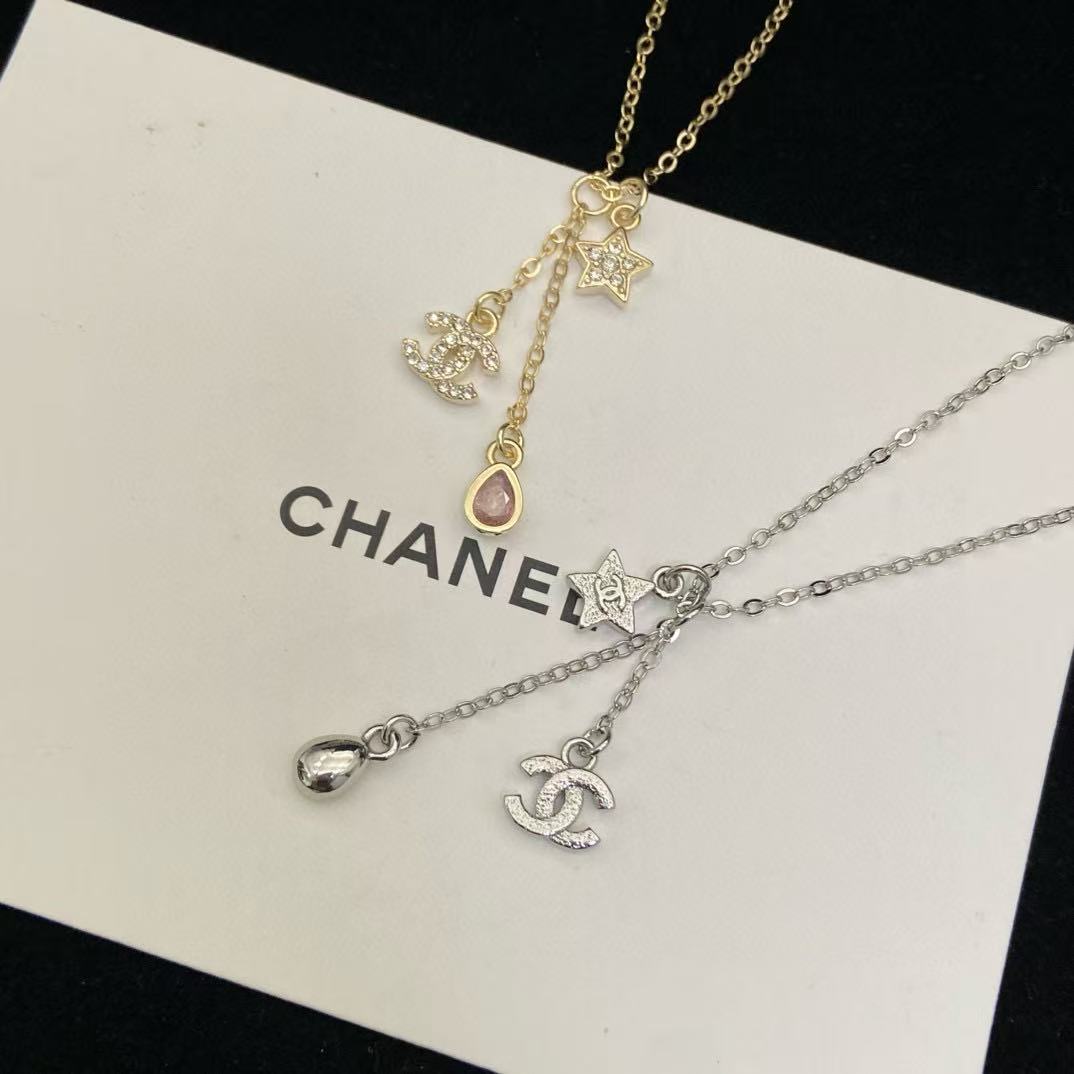 CHANE1 ダブルC ファイブポインテッドスター パールネックレス【50%割引+送料無料】