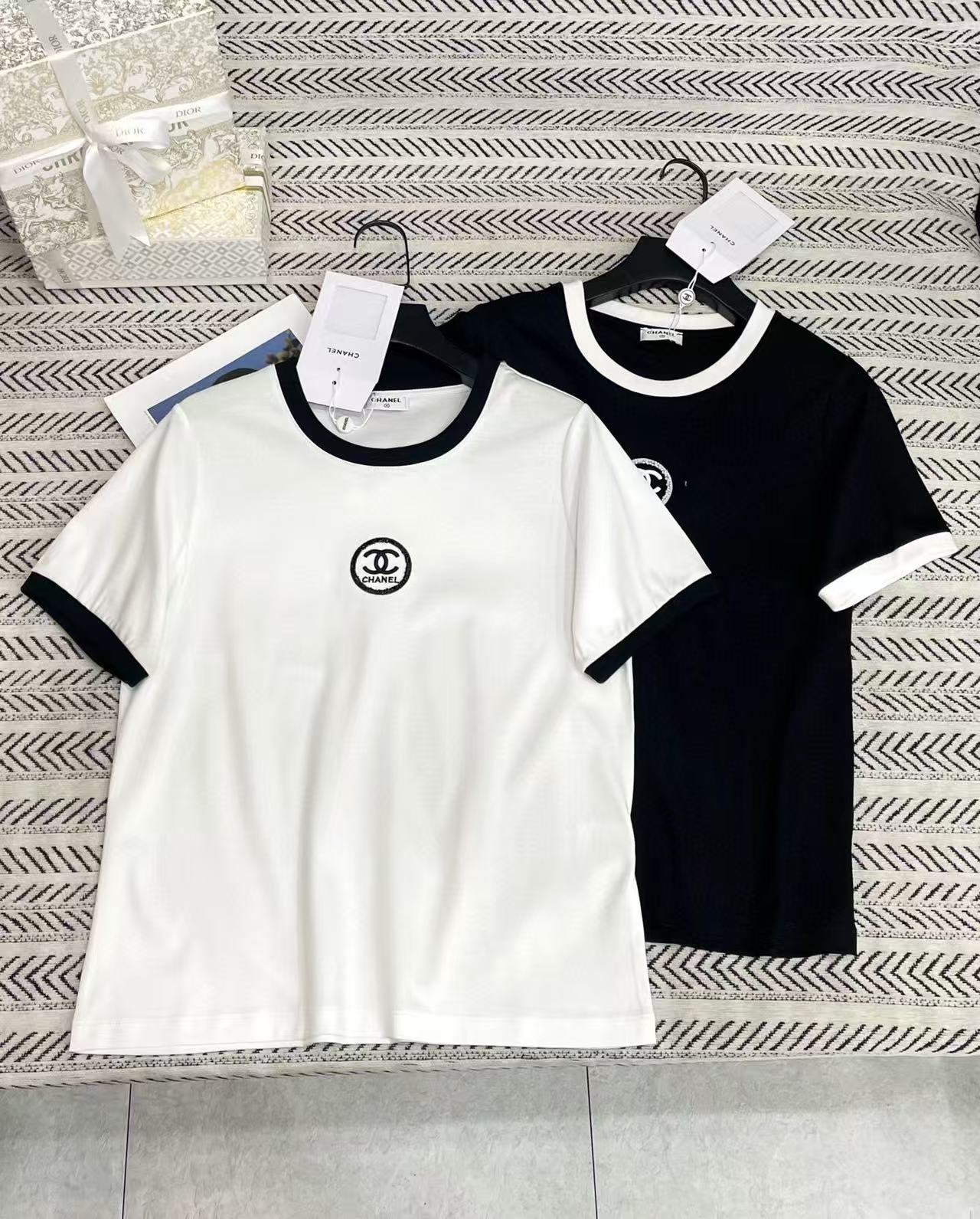 CHANE1 ダブルC 刺繍レターTシャツ【50％割引+送料無料】