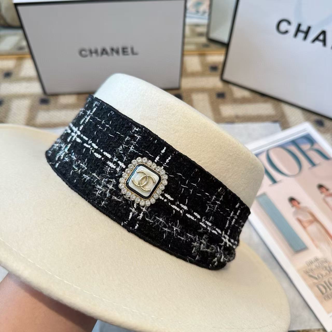 CHANE1 ダブルC カラーブロック ウールハット【50%割引+送料無料】