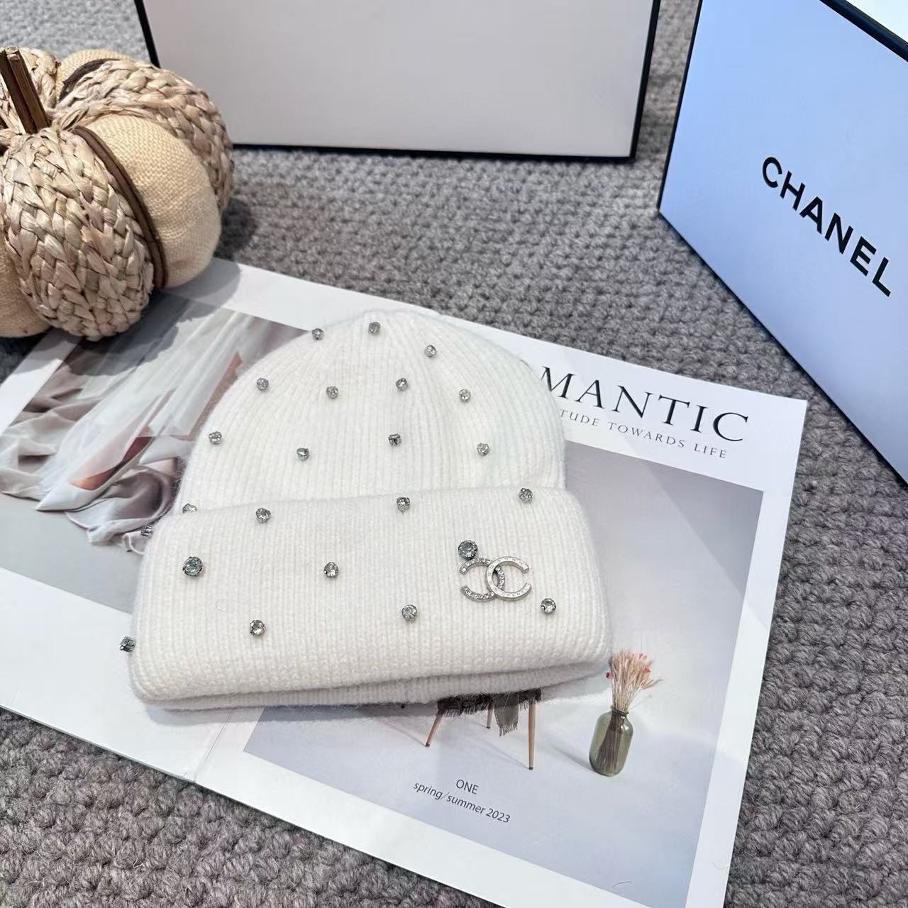 CHANE1 ダブルC ダイヤモンドウールハット【50％割引+送料無料】