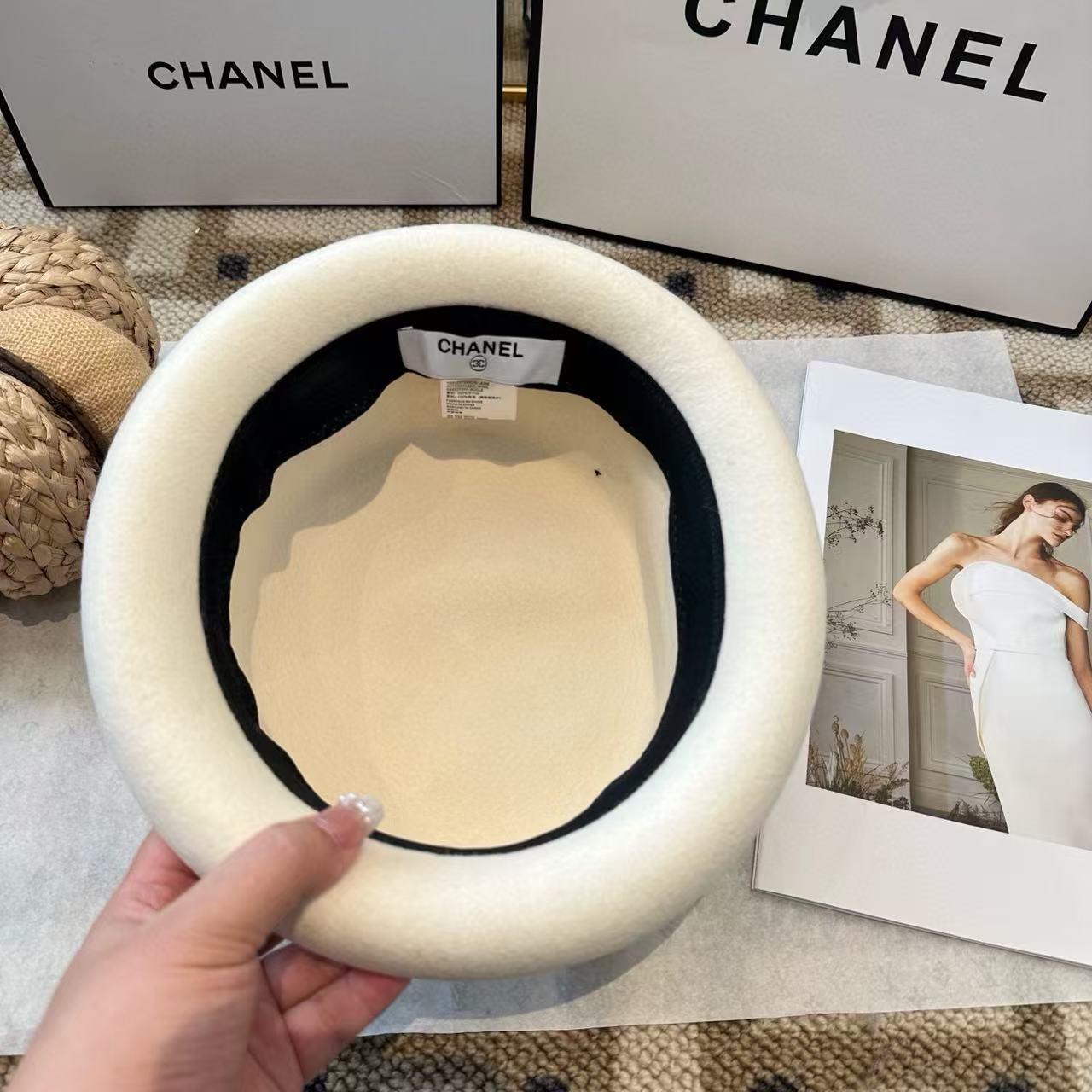 CHANE1 ボウ ダブルC ウールハット【50%割引+送料無料】