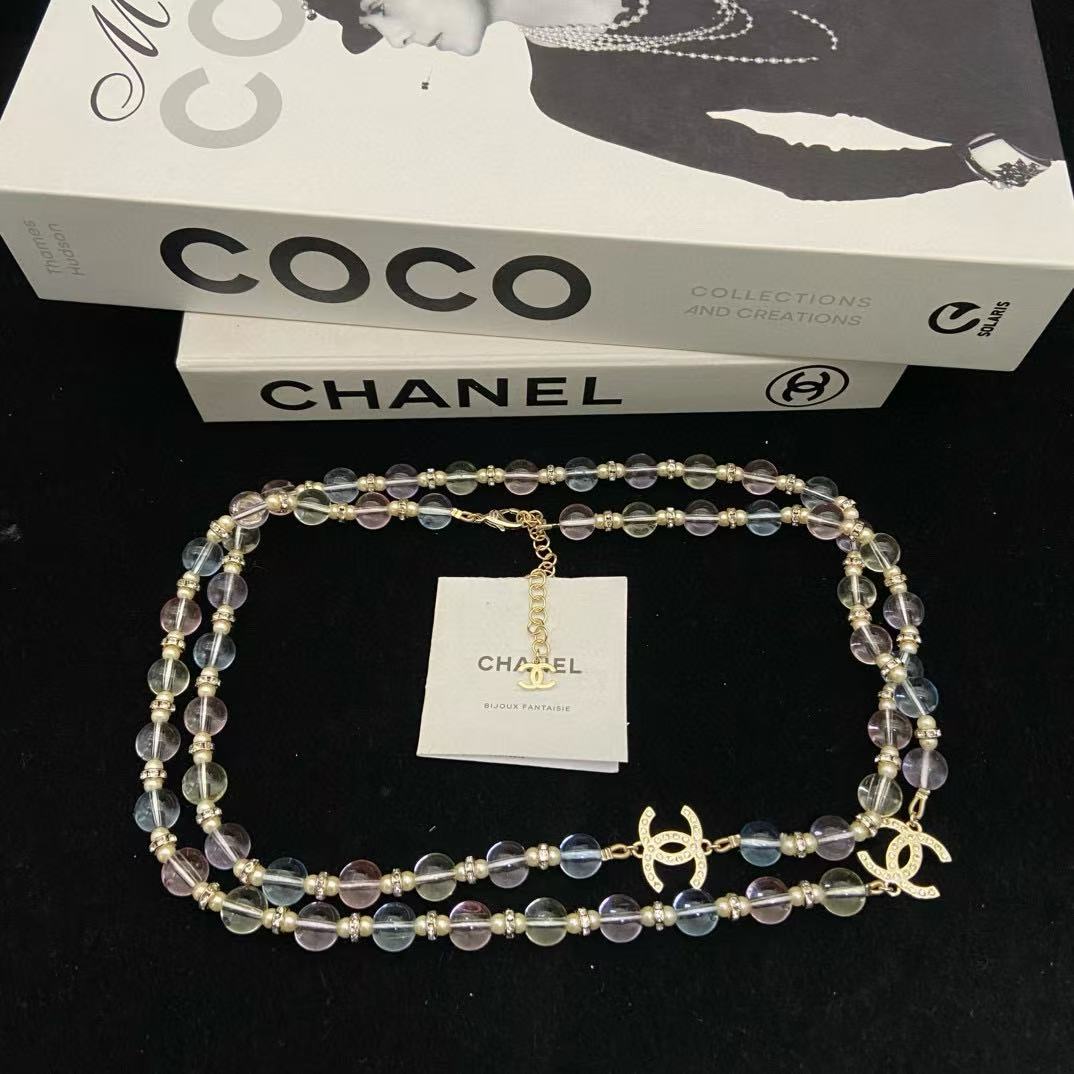 CHANE1 ダブルC カラフルクリスタルネックレス【50%割引+送料無料】