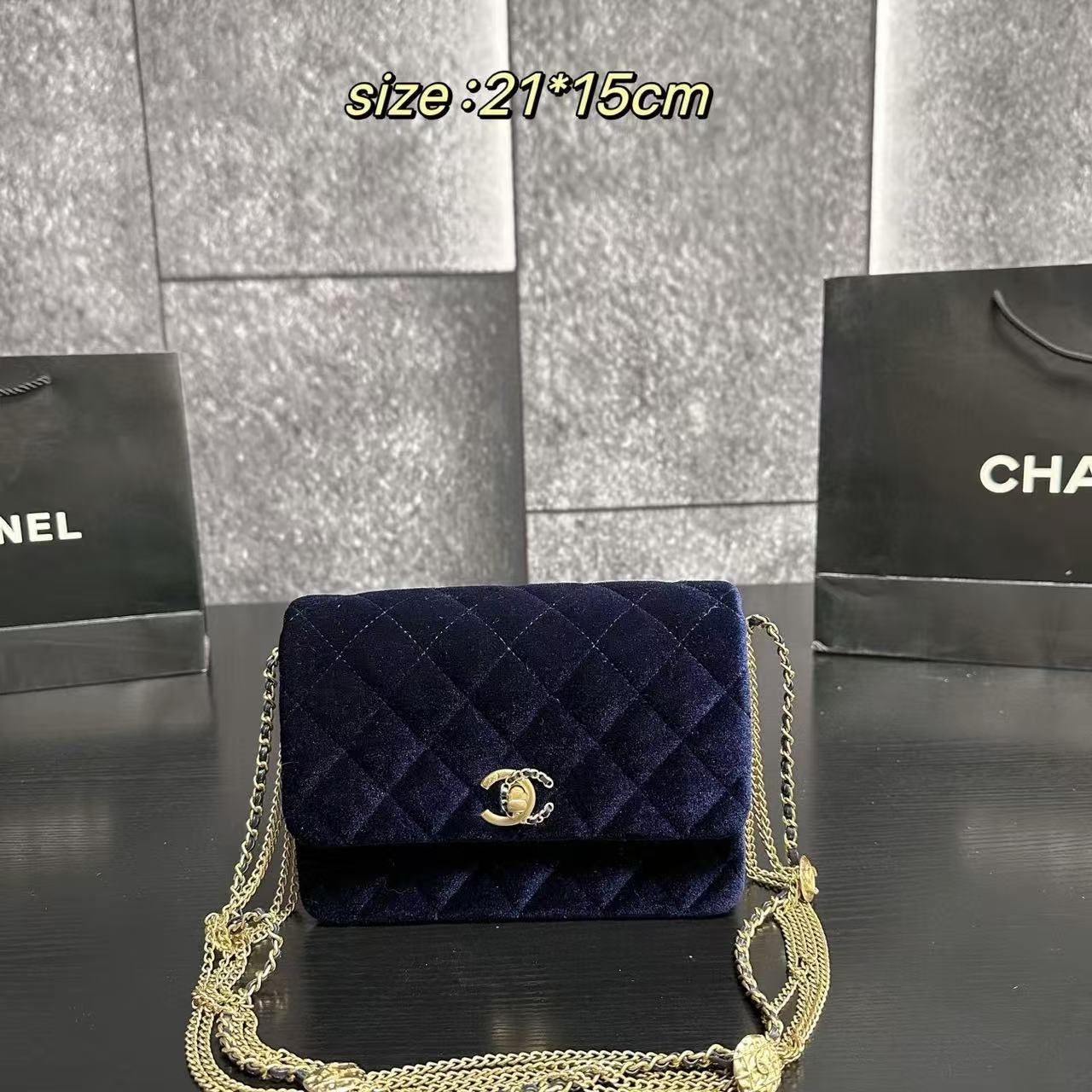 CHANE1 ベルベットチェーンショルダー/クロスボディバッグ【50%割引+送料無料】