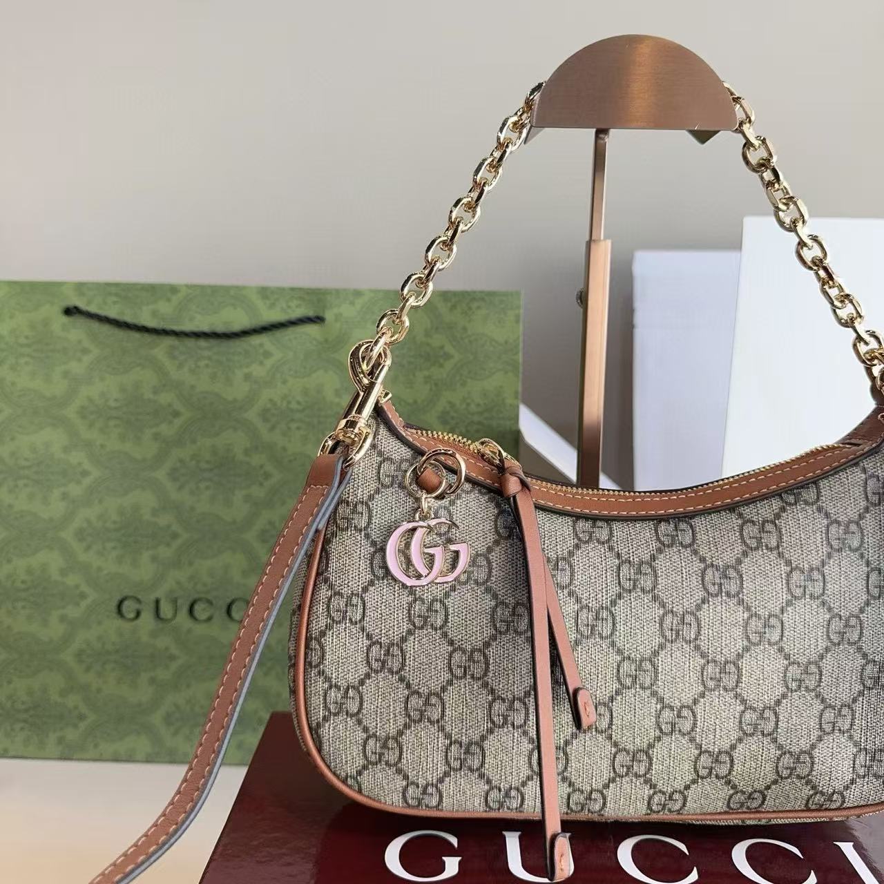 GUCC1 ジャカードチェーンショルダーバッグ【50％割引+送料無料】