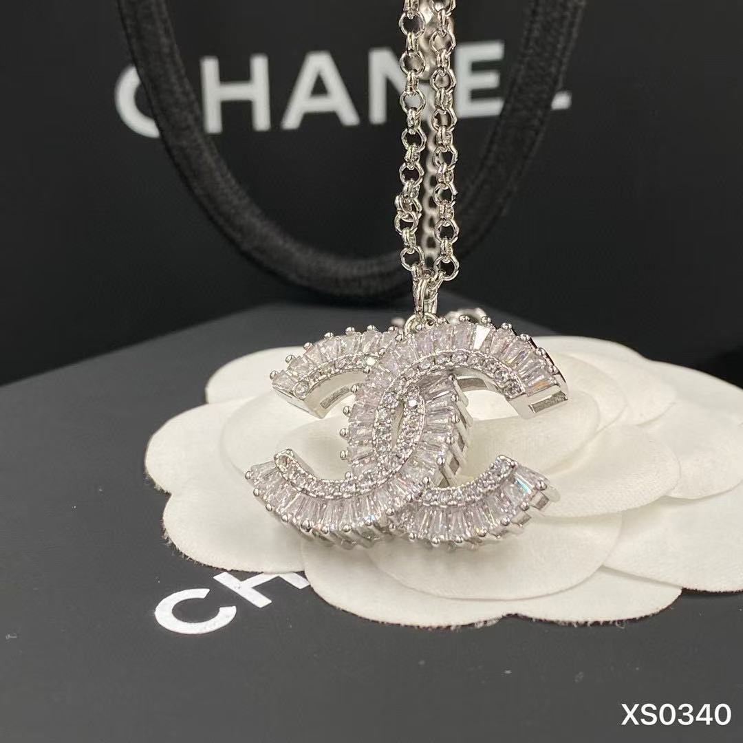 CHANE1 ダブルC ダイヤモンドネックレス【50％割引+送料無料】