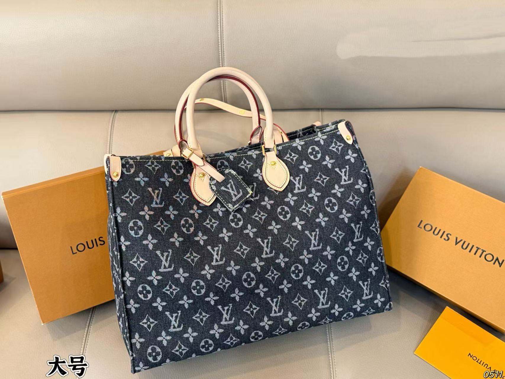 LVデニムプリントトートバッグ【50%割引+送料無料】