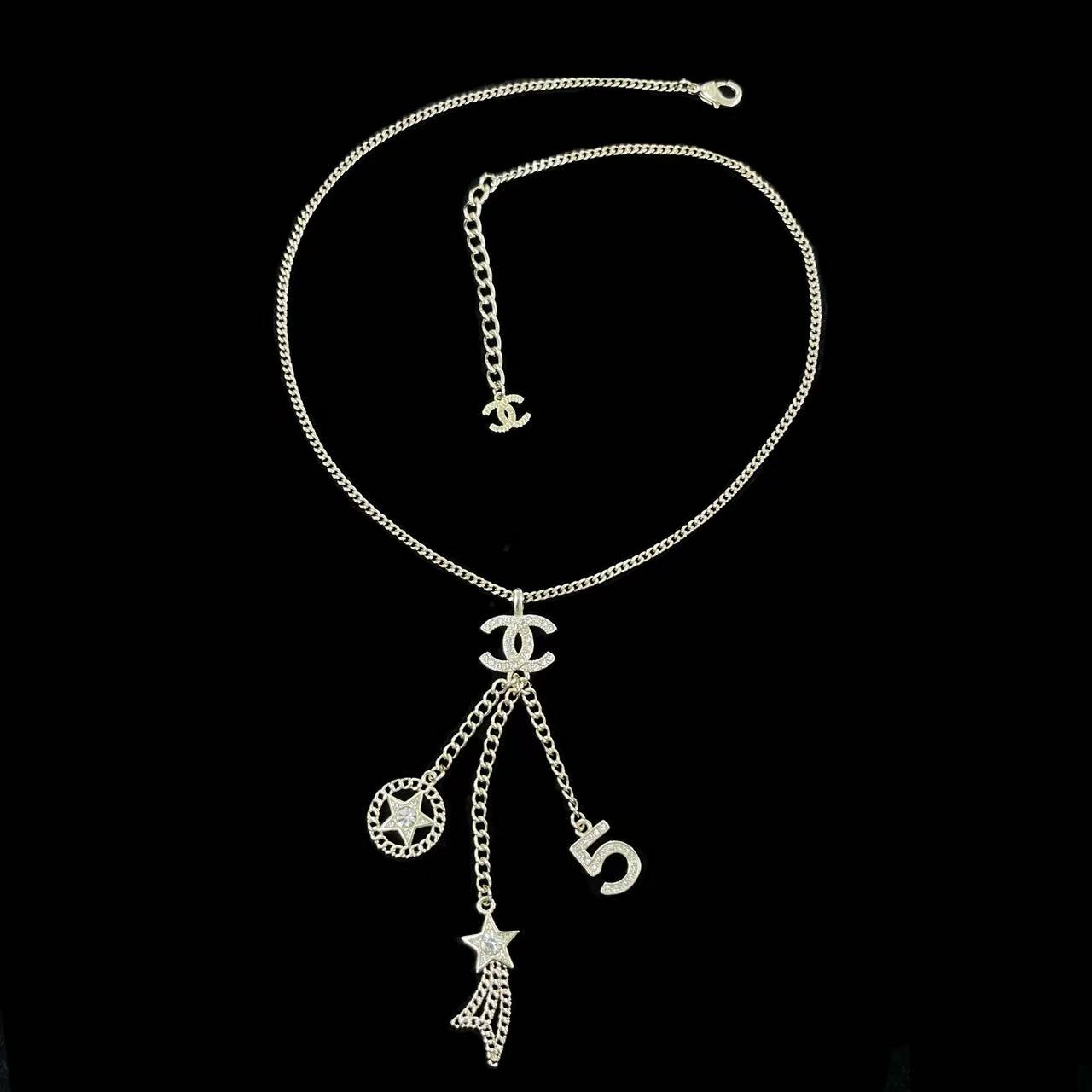 CHANE1 五芒星 ダイヤモンド ダブルC ネックレス【50％割引+送料無料】