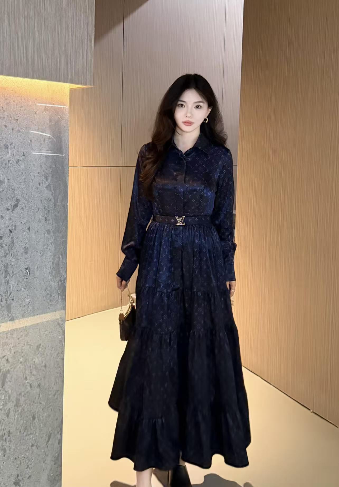 LVプリント ロングスリーブ ドレス【50％割引+送料無料】