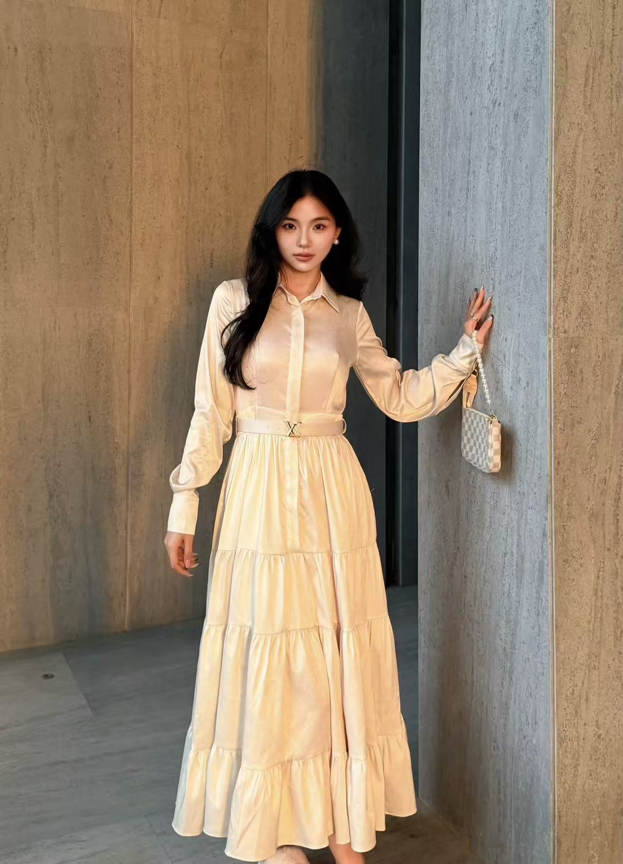 LVプリント ロングスリーブ ドレス【50％割引+送料無料】