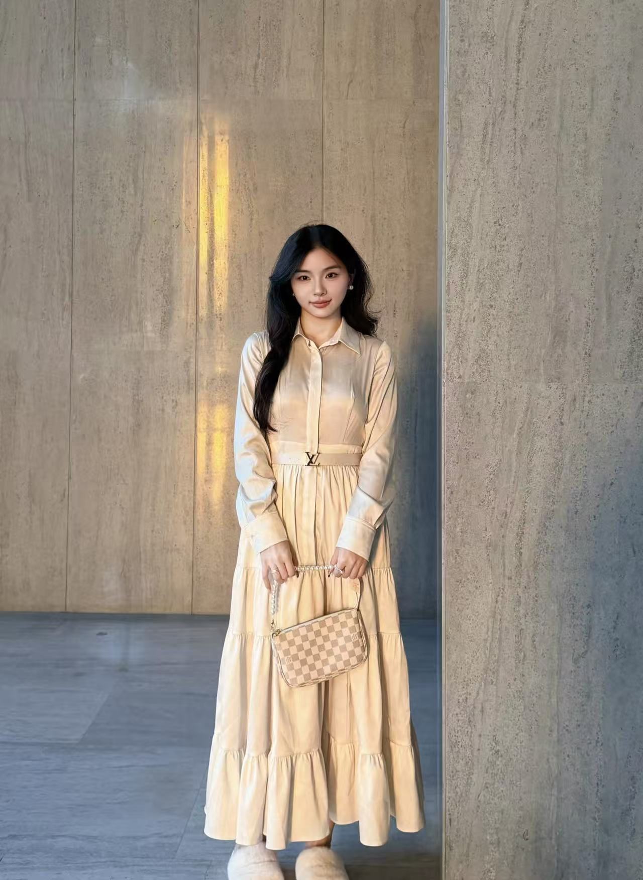 LVプリント ロングスリーブ ドレス【50％割引+送料無料】