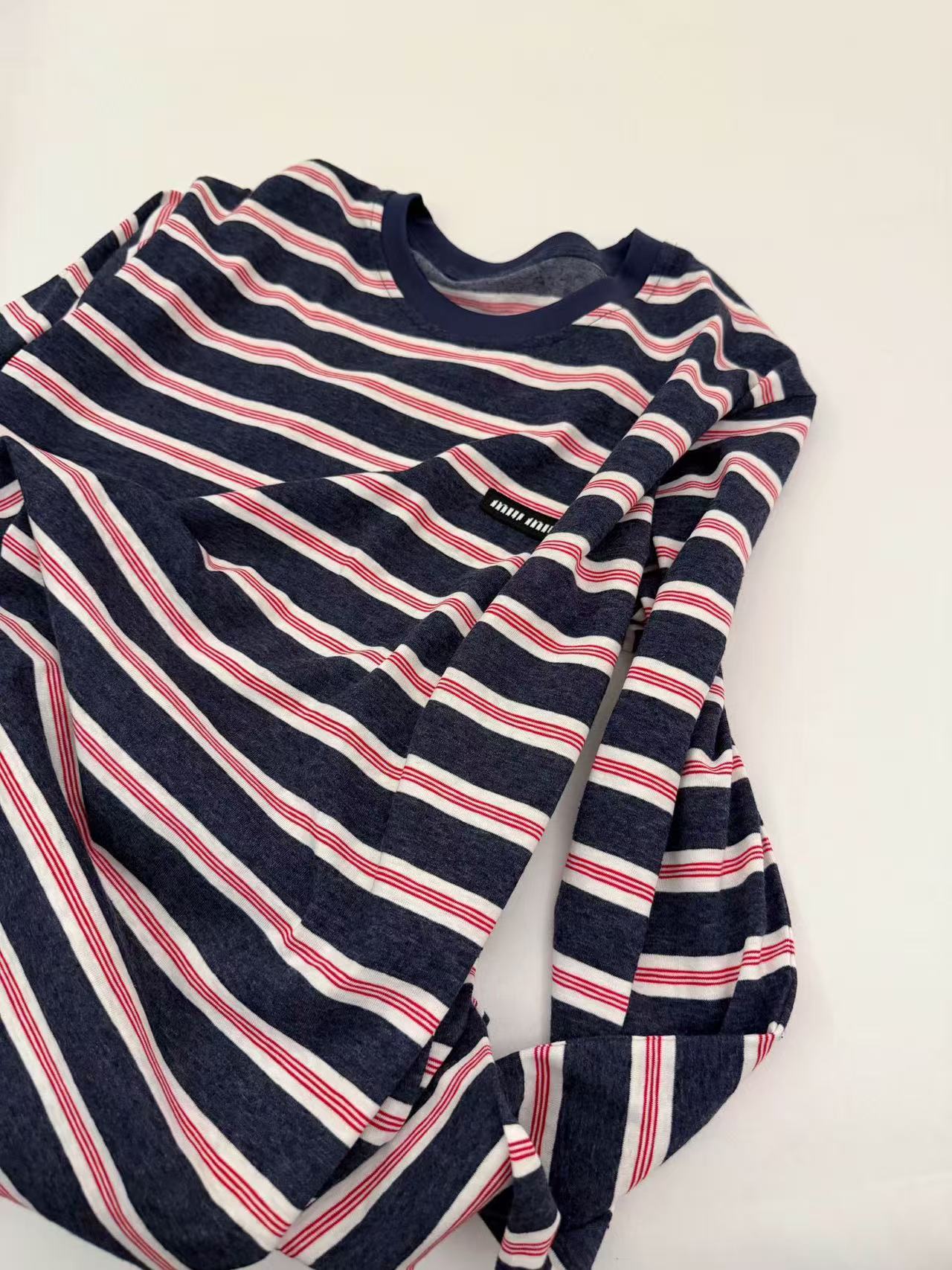 M1UM1U ストライプ ロングスリーブ Tシャツ【50％割引+送料無料】