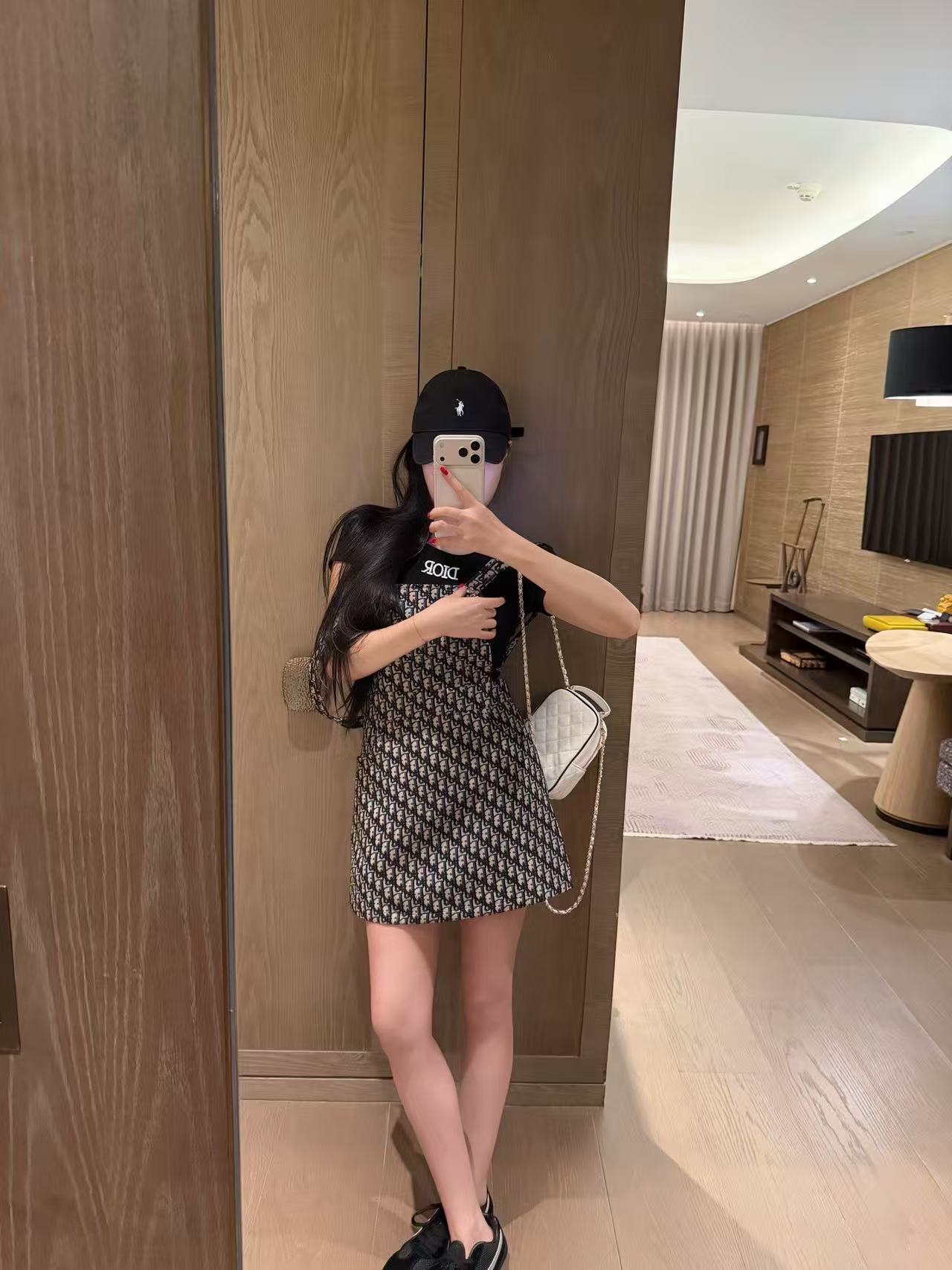 DIOR シンプルレター Tシャツ + ドレス ツーピースセット【50％割引+送料無料】