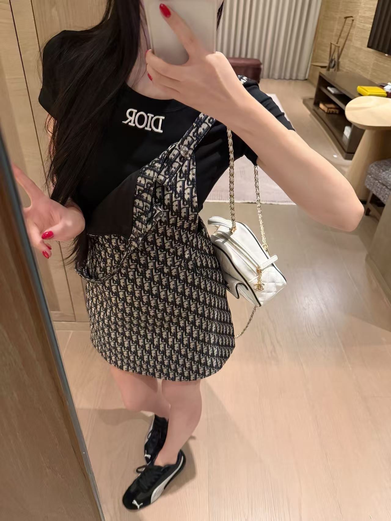 DIOR シンプルレター Tシャツ + ドレス ツーピースセット【50%割引+送料無料】