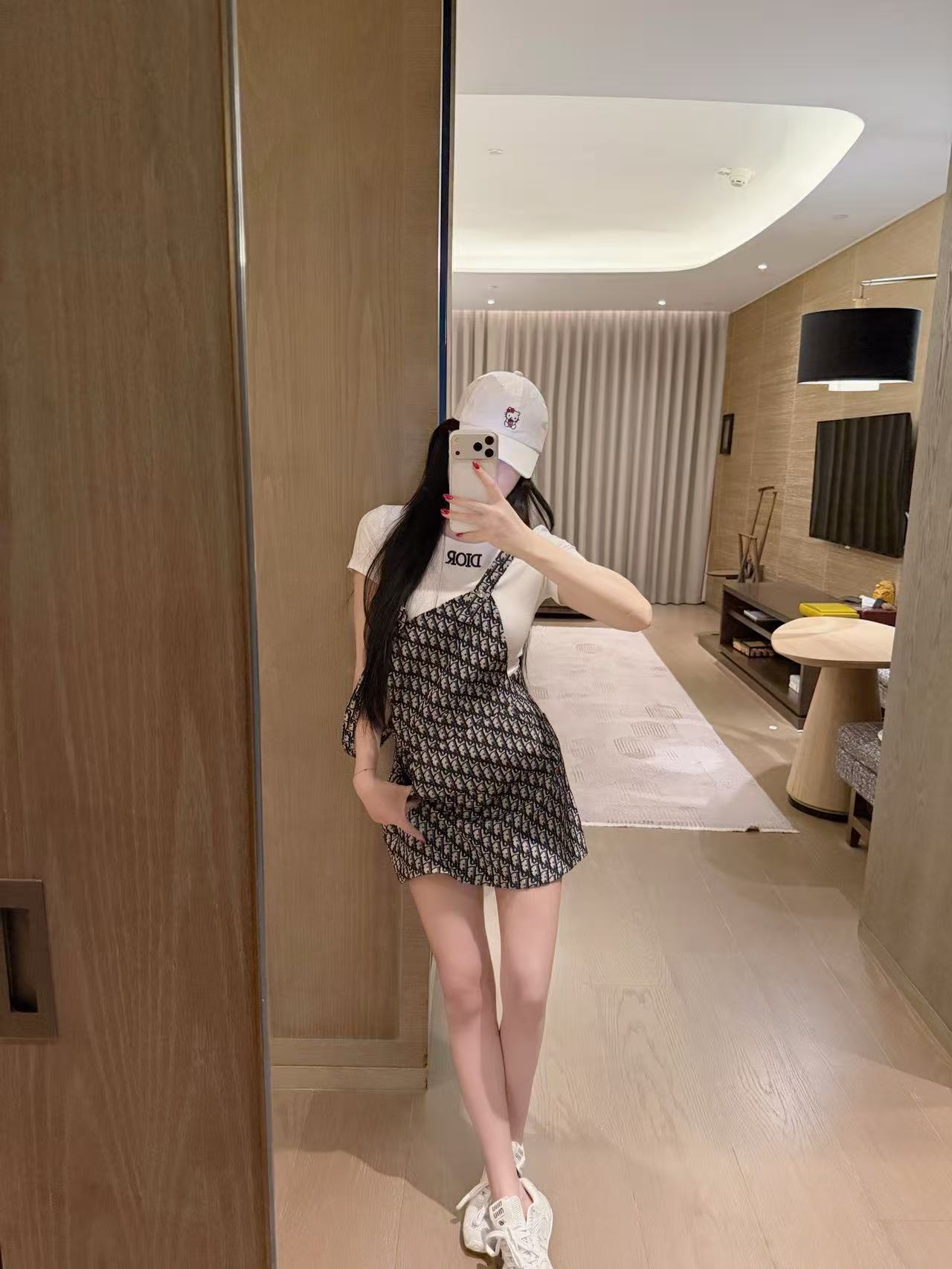 DIOR シンプルレター Tシャツ + ドレス ツーピースセット【50%割引+送料無料】