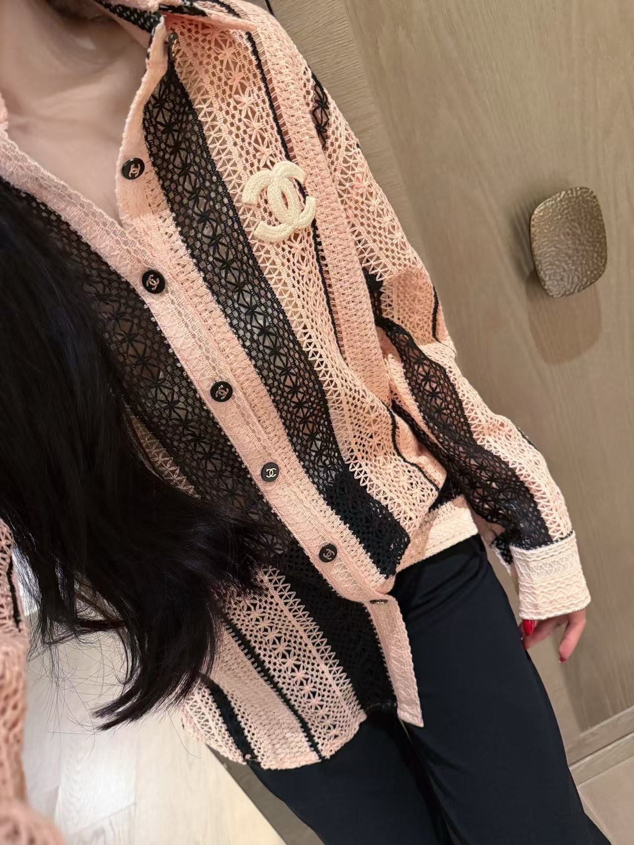 CHANE1 ダブルC レースブラウス【50％割引+送料無料】