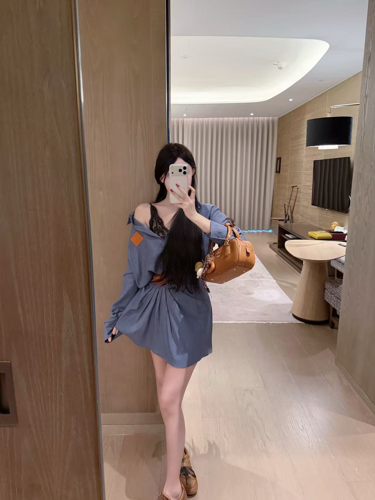 L0WEW シャツとシャーリングスカートのツーピースセット【50％割引+送料無料】