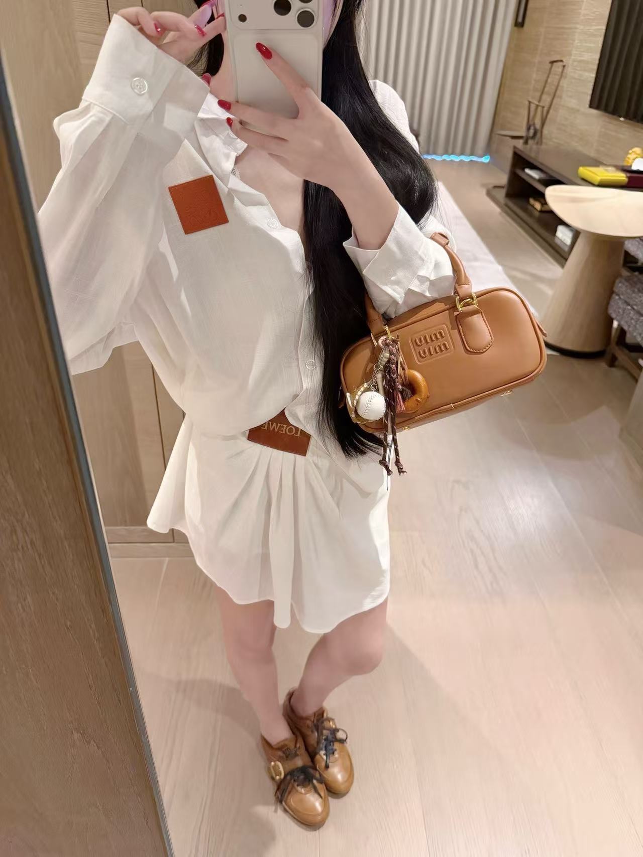 L0WEW シャツとシャーリングスカートのツーピースセット【50％割引+送料無料】