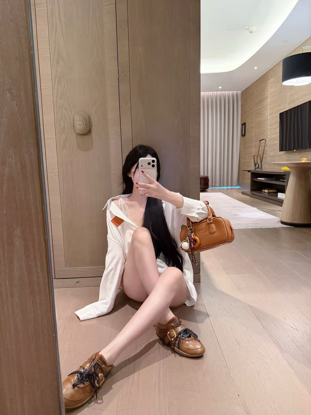 L0WEW シャツとシャーリングスカートのツーピースセット【50％割引+送料無料】