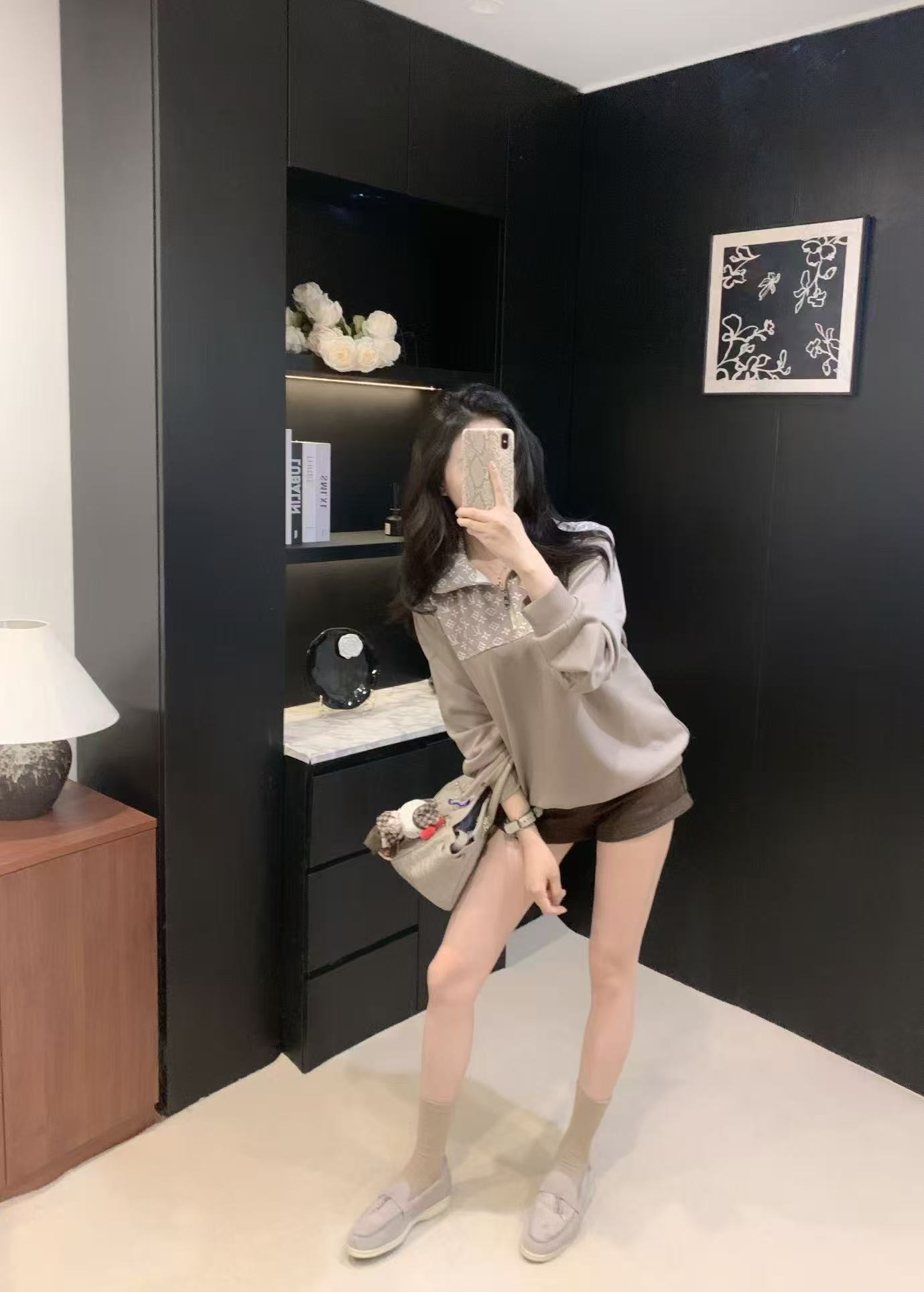 LVスタンドカラーハーフジップスウェットシャツ【50％割引+送料無料】