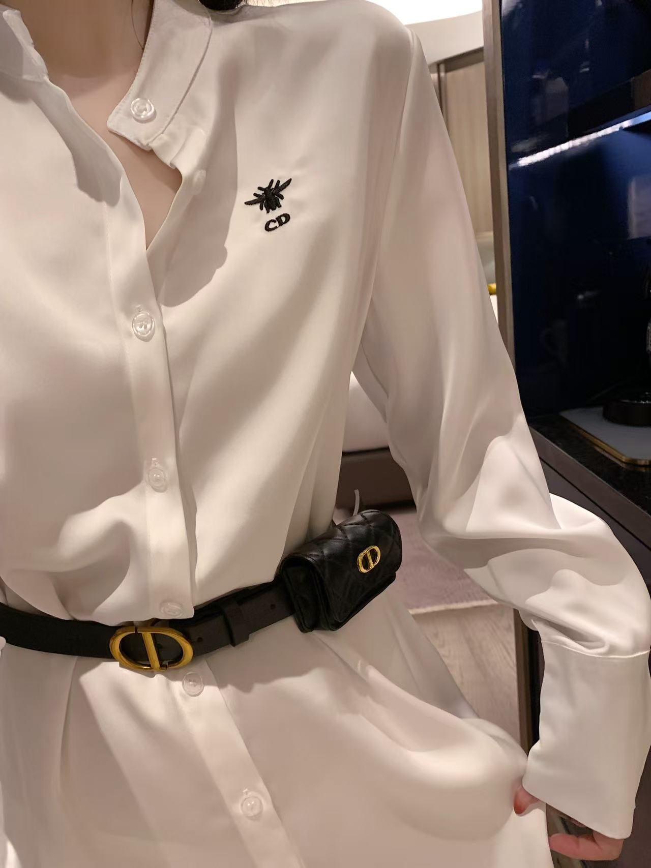 DIORシルク刺繍ビーシャツ【50％割引+送料無料】