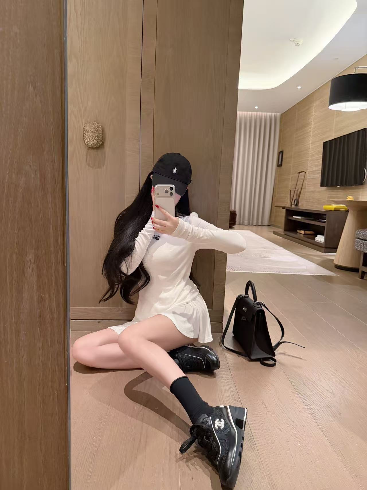 CHANE1 シンプルダブルC Tシャツ+スカート ツーピースセット【50％割引+送料無料】