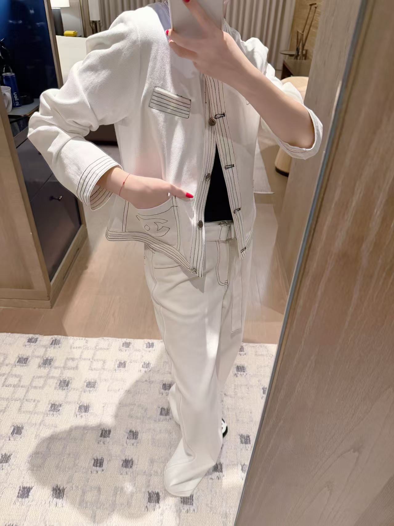 CHANE1 ダブルC ジャケット+パンツ ツーピースセット【50%割引+送料無料】