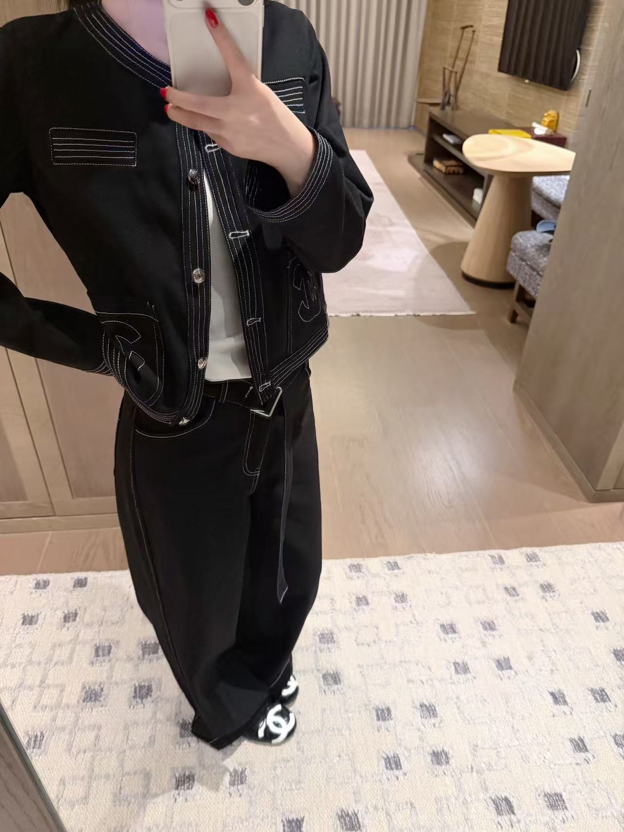 CHANE1 ダブルC ジャケット+パンツ ツーピースセット【50%割引+送料無料】