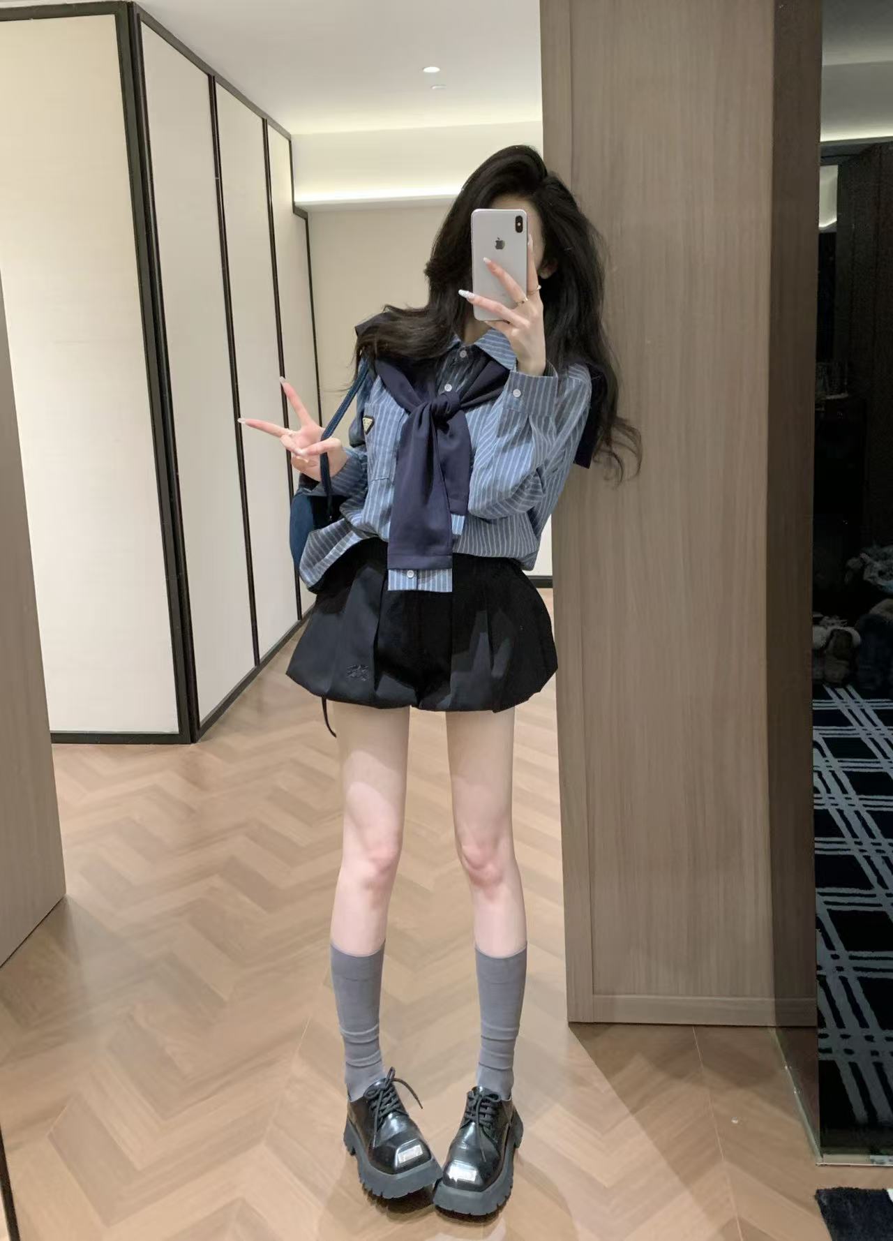 PR4D ストライプシャツ(スカーフ付き)【50%割引+送料無料】