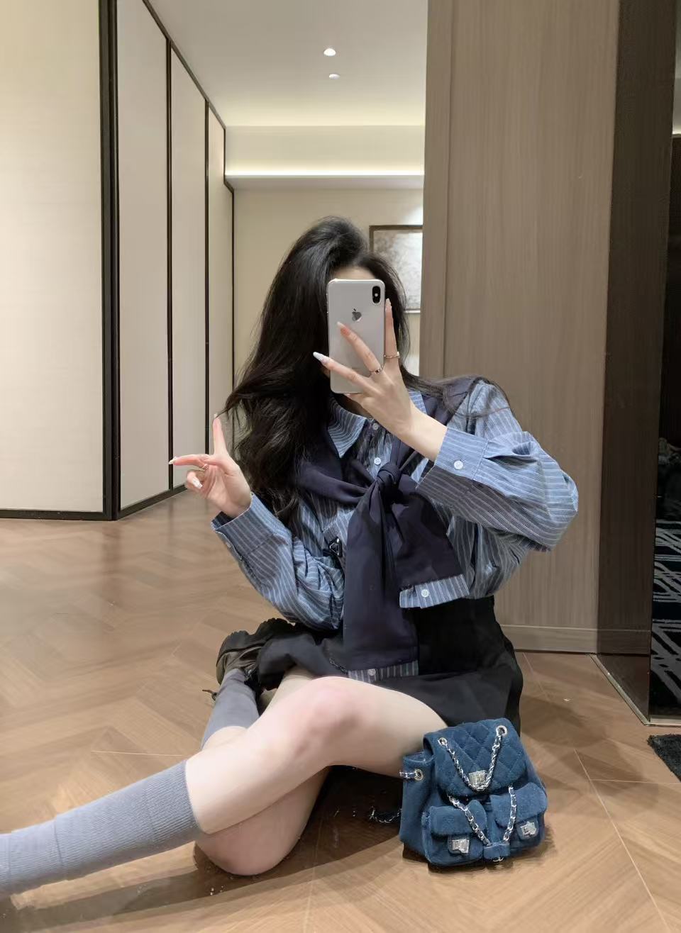 PR4D ストライプシャツ(スカーフ付き)【50%割引+送料無料】