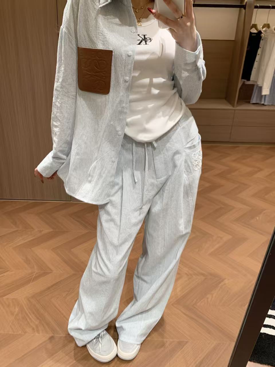 L0WEW レザーポケットシャツ＆パンツ ツーピースセット【50％割引+送料無料】