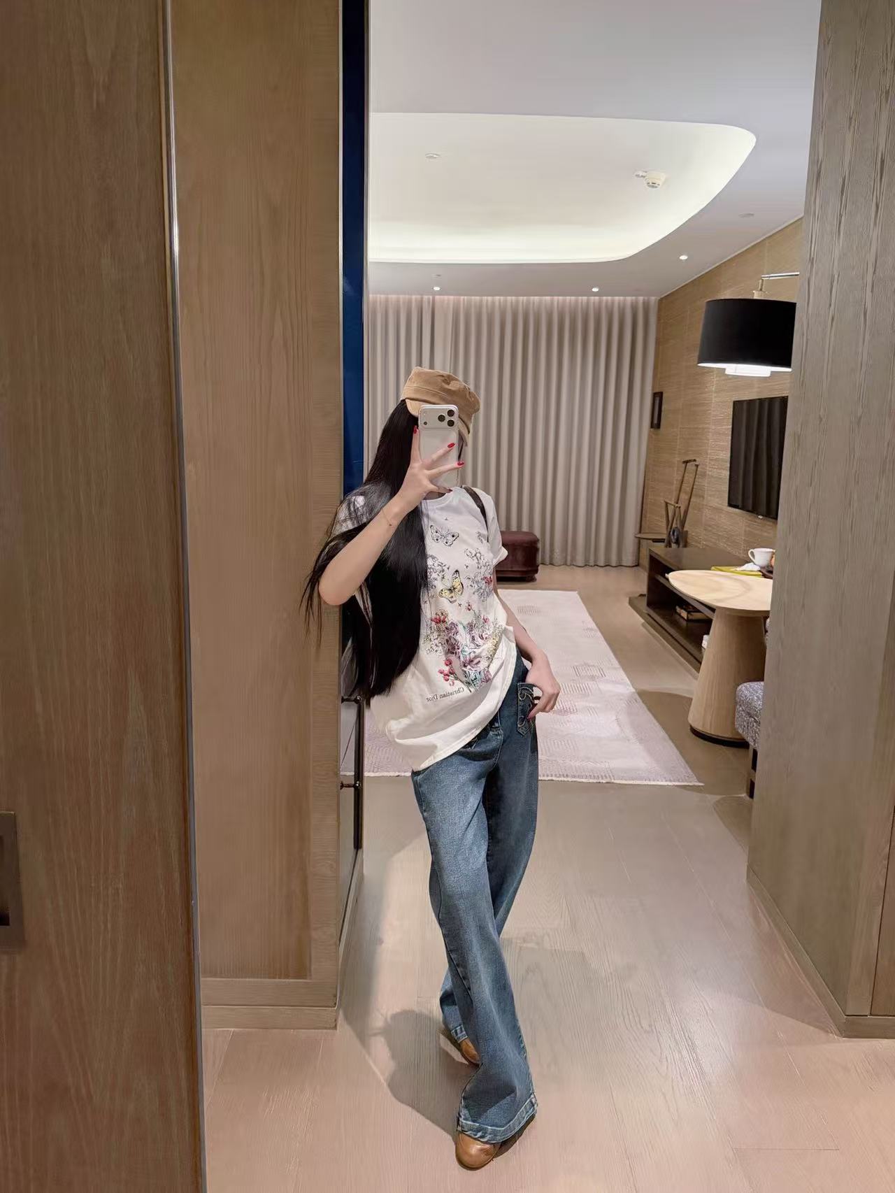 DIOR バタフライプリント Tシャツ【50％割引+送料無料】