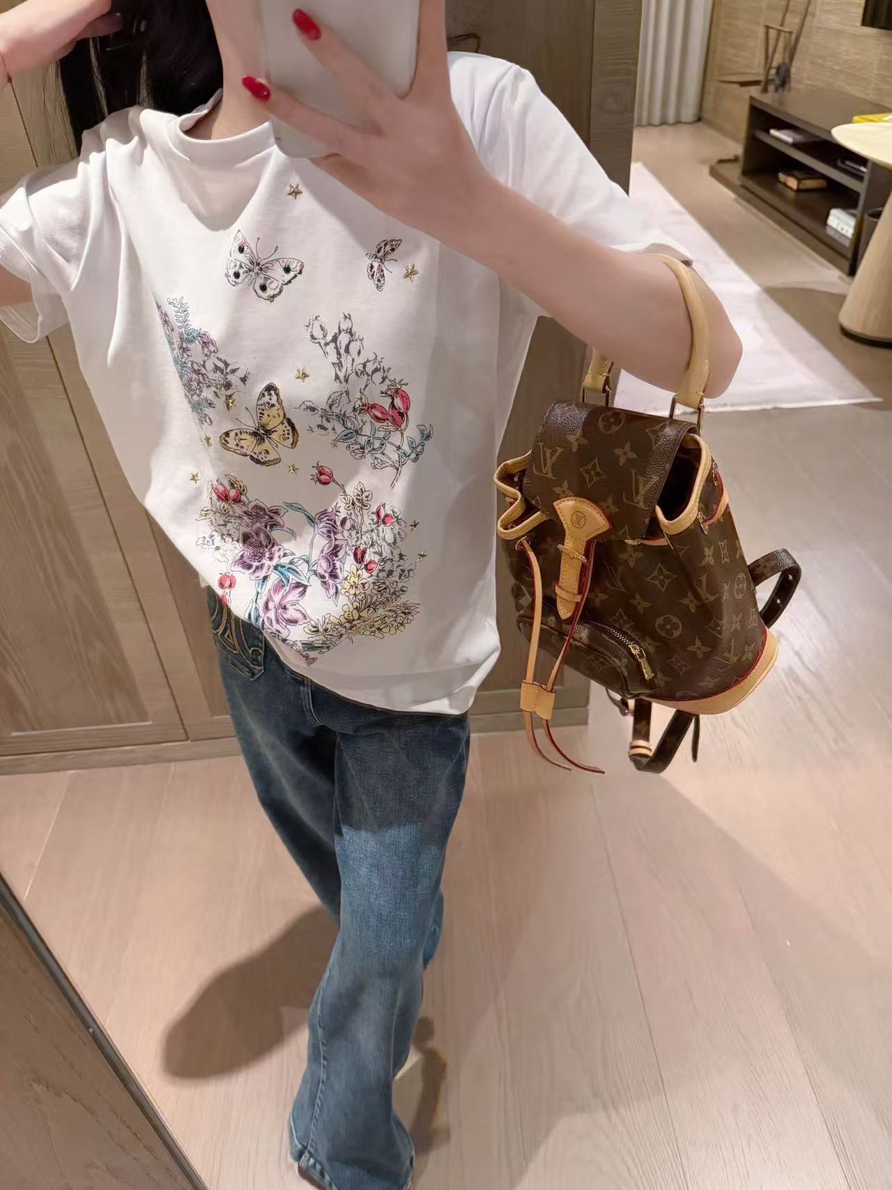 DIOR バタフライプリント Tシャツ【50％割引+送料無料】