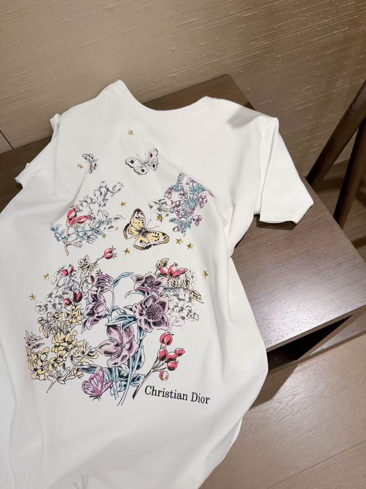 DIOR バタフライプリント Tシャツ【50％割引+送料無料】