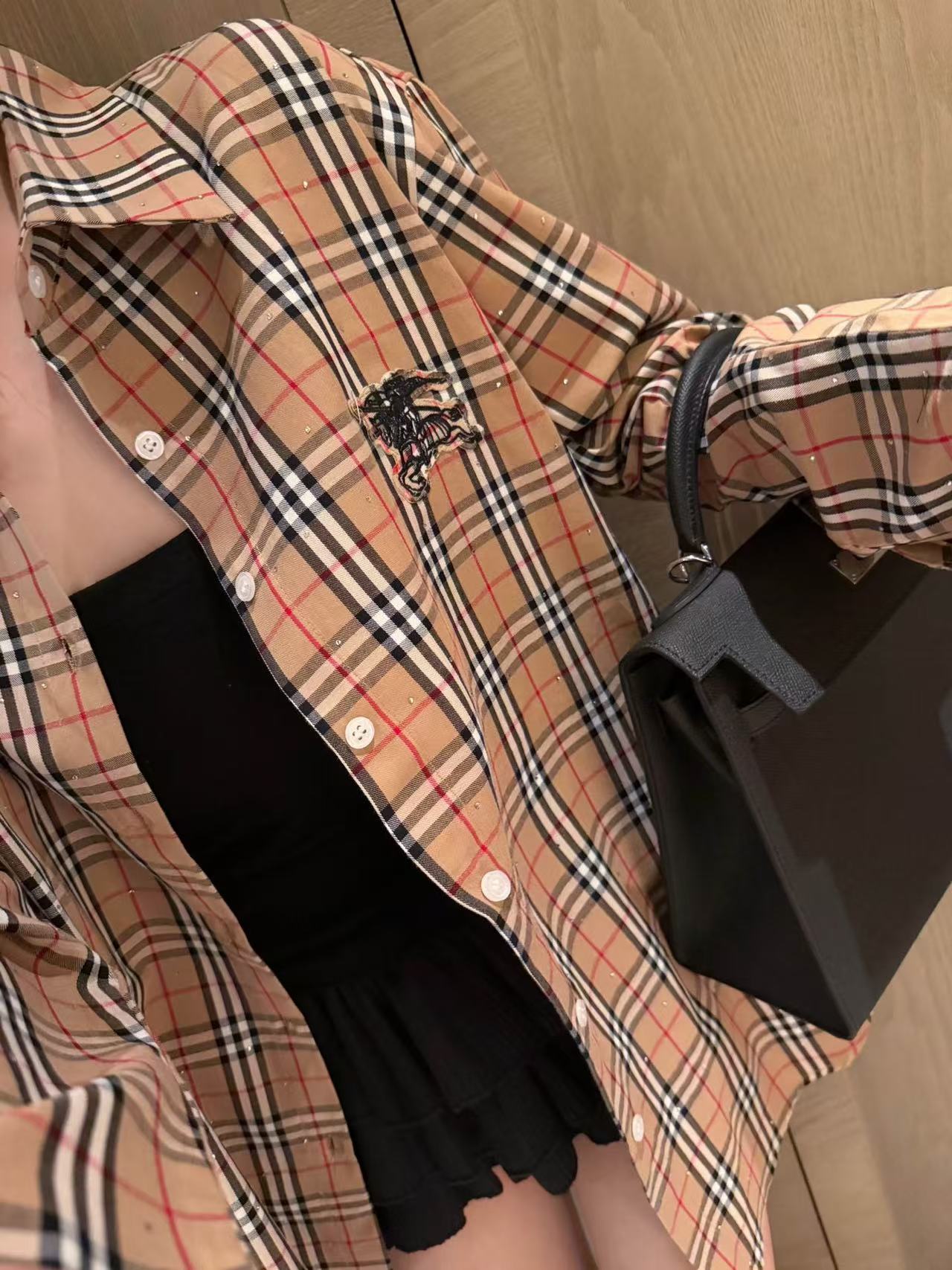 BUR8ERRY ウォーホース チェック柄 ラインストーン シャツ【50％割引+送料無料】