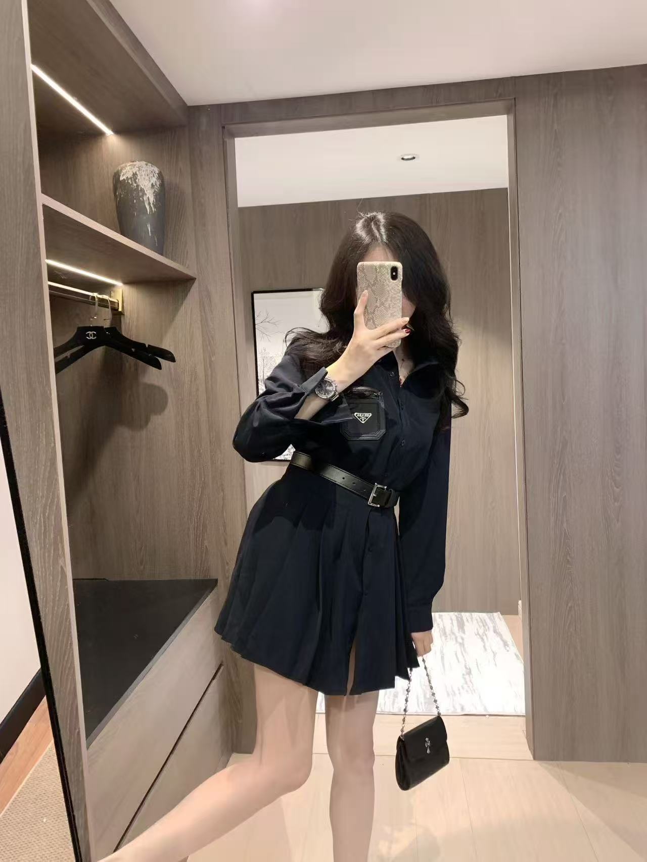 PR4DA ポケット付きロングスリーブプリーツドレス【50%割引+送料無料】