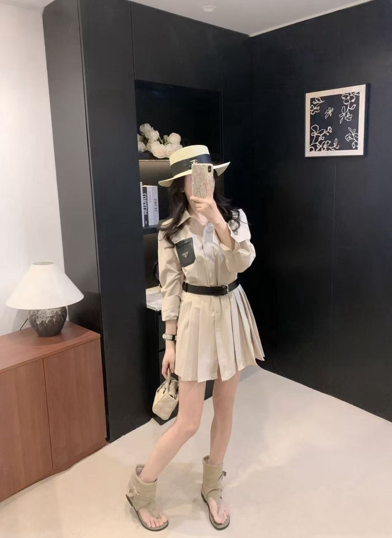 PR4DA ポケット付きロングスリーブプリーツドレス【50%割引+送料無料】