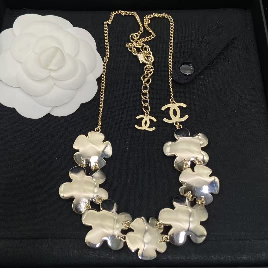 CHANE1 ダブルC ブルーフラワーネックレス【50%割引+送料無料】