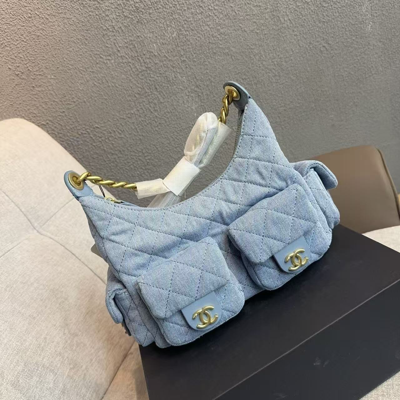 CHANE1 チェーンデニム ボウリングバッグ【50％割引+送料無料】