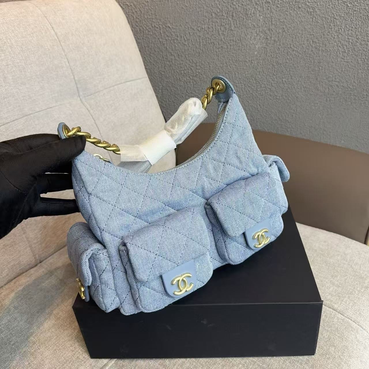 CHANE1 チェーンデニム ボウリングバッグ【50％割引+送料無料】