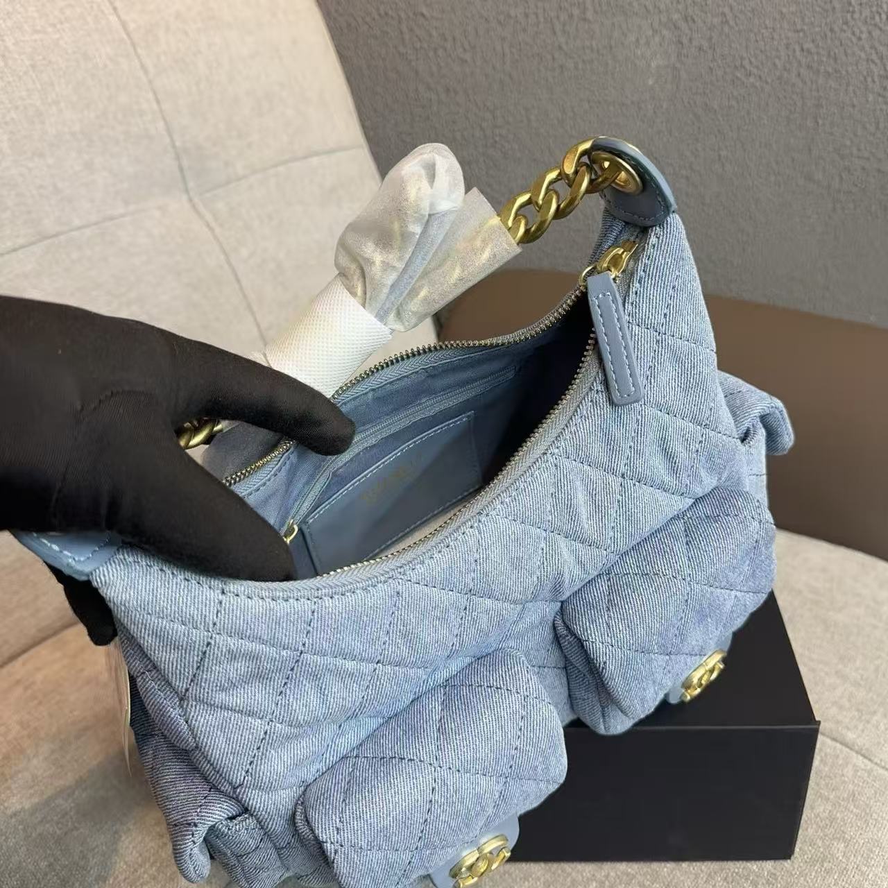 CHANE1 チェーンデニム ボウリングバッグ【50％割引+送料無料】