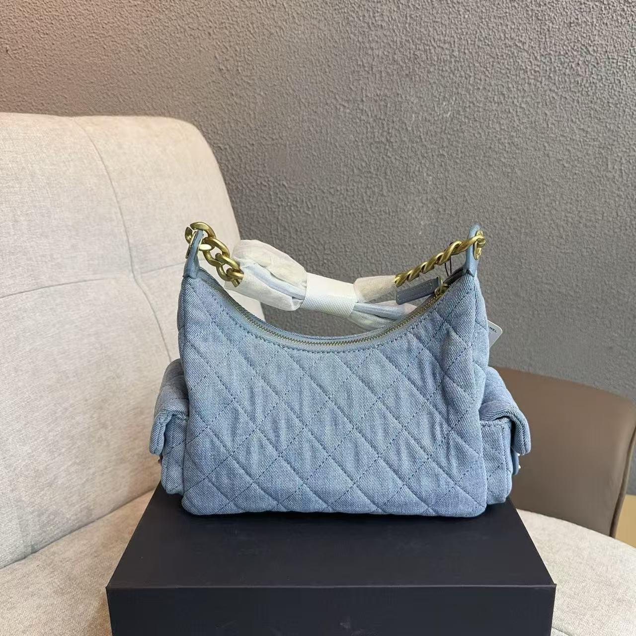 CHANE1 チェーンデニム ボウリングバッグ【50％割引+送料無料】