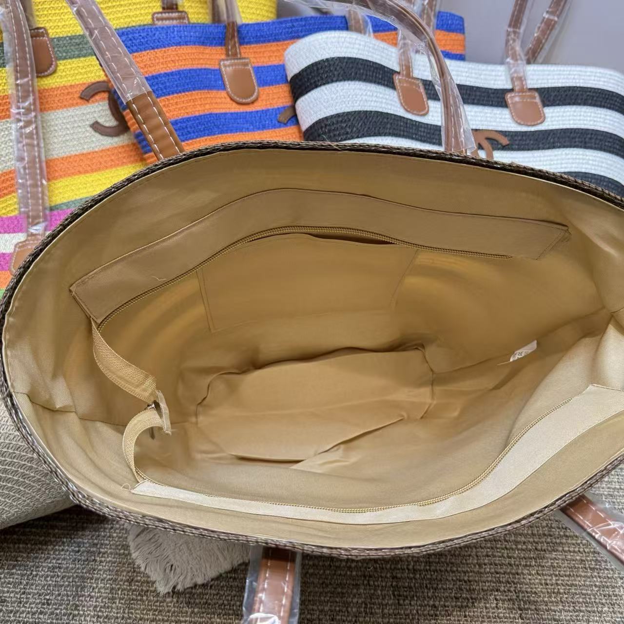 CHANE1 ダブルC カラーブロック ウーブンバッグ【50%割引+送料無料】