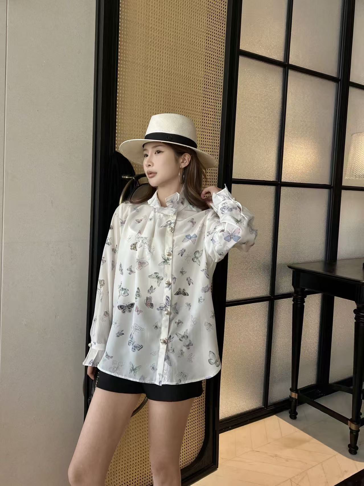 DIORの高品質プリントバタフライシャツ【50%割引+送料無料】