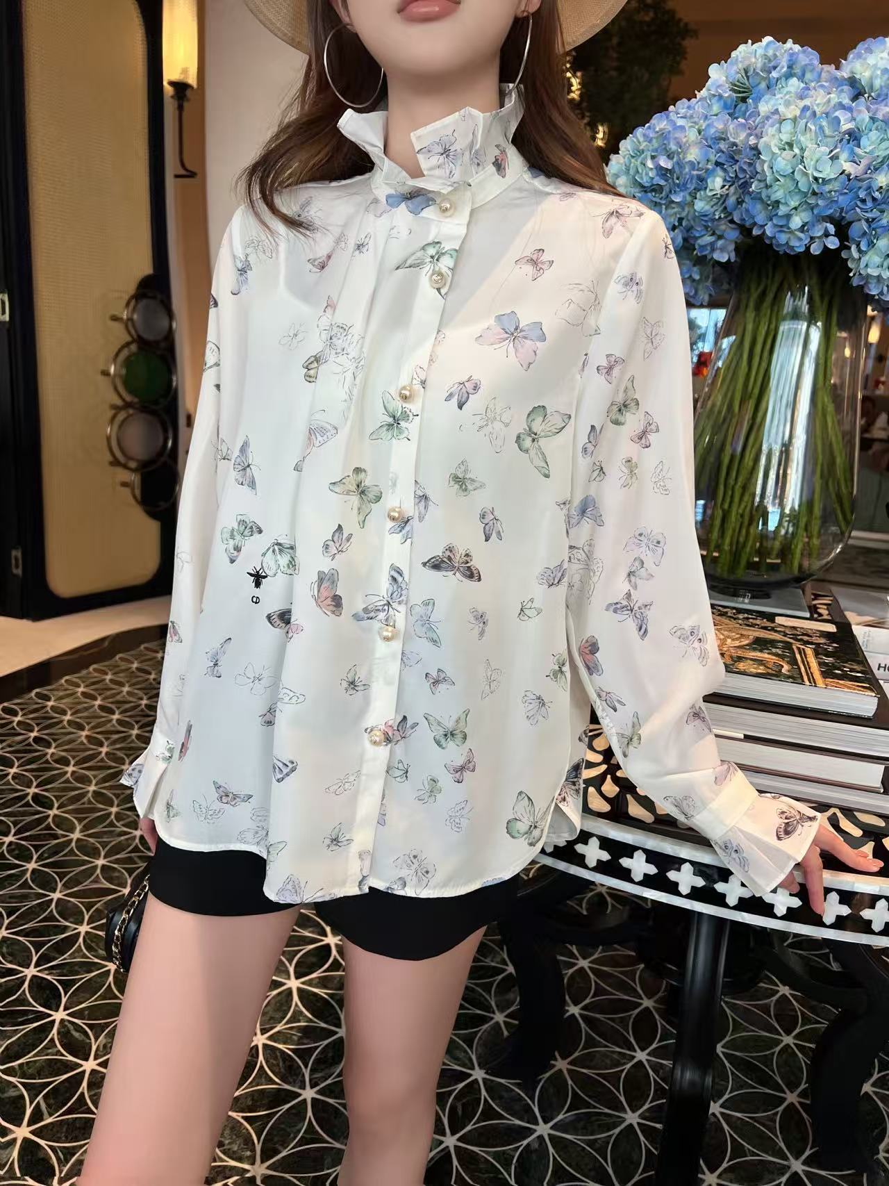 DIORの高品質プリントバタフライシャツ【50%割引+送料無料】