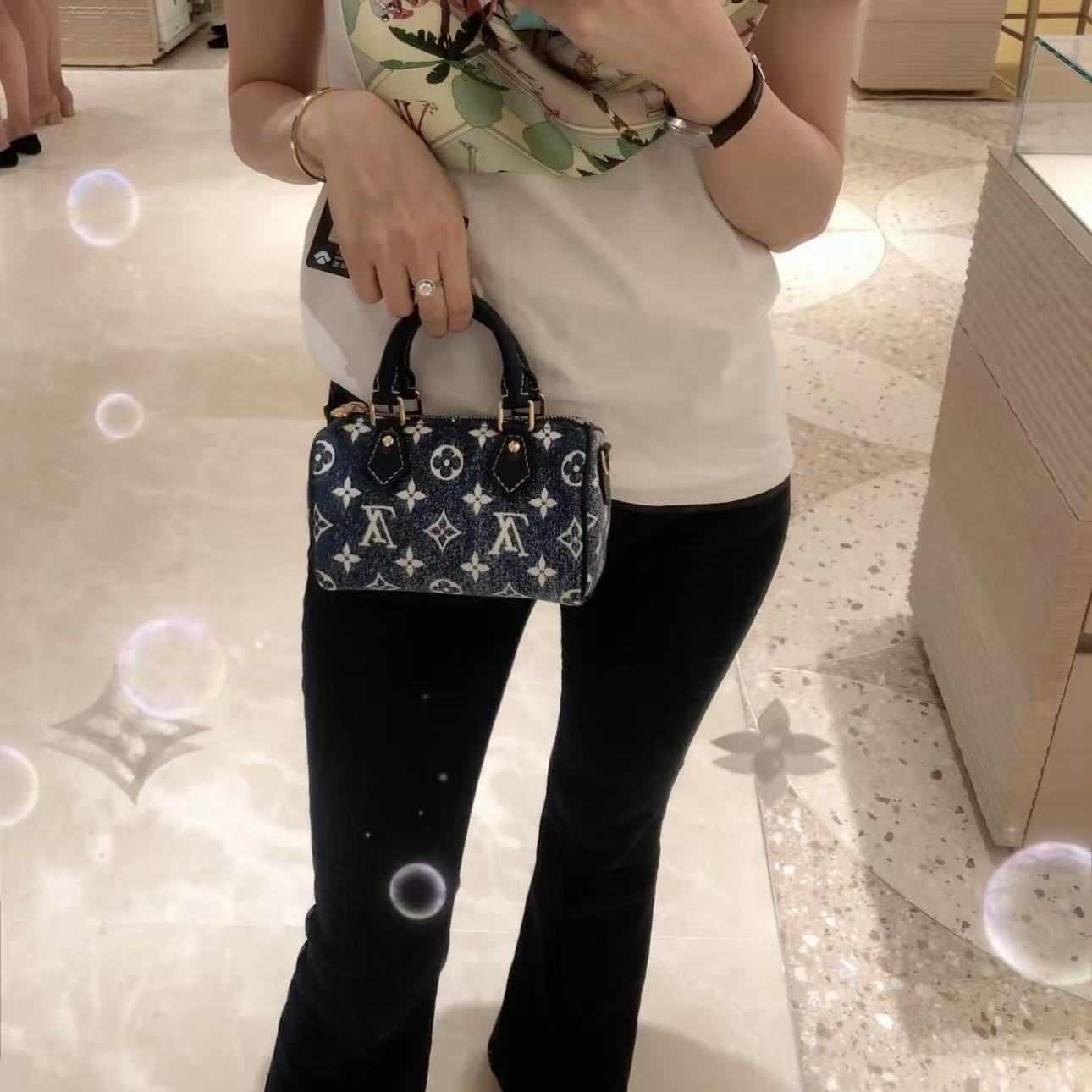 LVプリントデニムハンドバッグ【50％割引+送料無料】