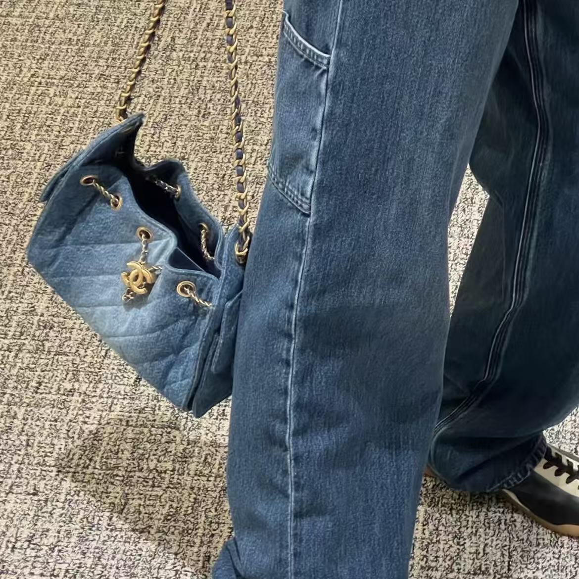 CHANE1 デニムチェーンショルダーバッグ【50％割引+送料無料】